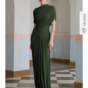 Elegant Asymmetrical Olive Green Evening Dress